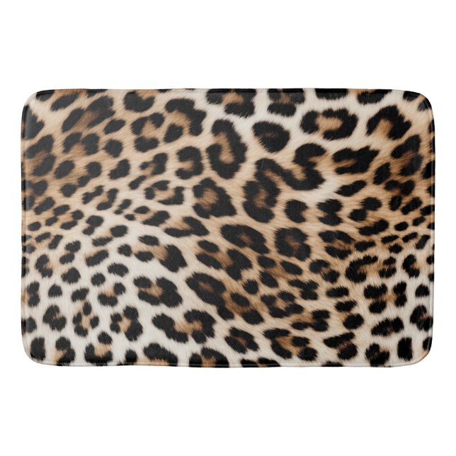 Creme Black Leopard Print Badematte (Vorderseite)