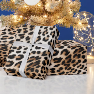 Creme Black Leopard Print Geschenkpapier