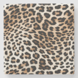 Creme Black Leopard Print Steinuntersetzer