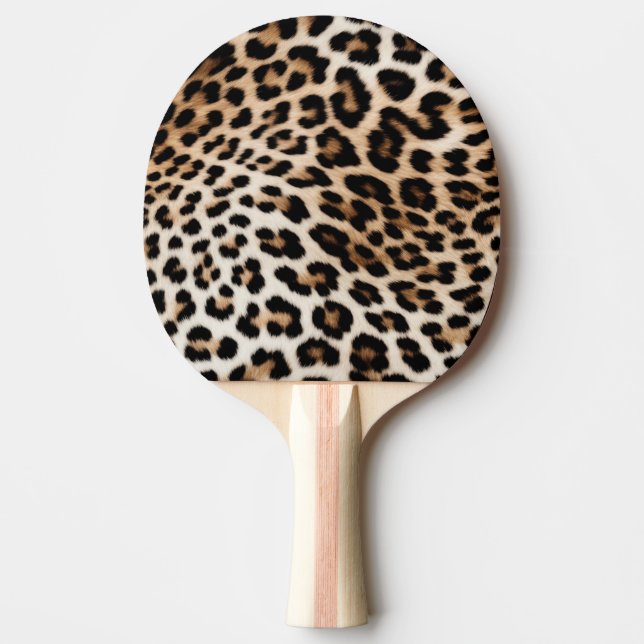 Creme Black Leopard Print Tischtennis Schläger (Vorderseite)
