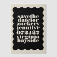 Creme Black Modern Bold Wavy Frame Save the Date