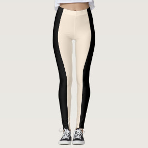 Creme & Black Strip Modernes Chic Lounge Gym Leggings