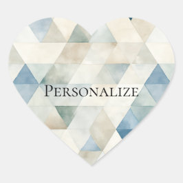 Creme Blue Abstrakt Triangle am Strand Herz-Aufkleber