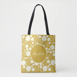 Creme-Blume im Muster Gold Floral, kundenspezifisc