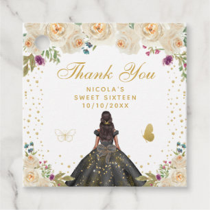 Creme Blumen Dunkle Haut Prinzessin Sweet Sixteen Geschenkanhänger
