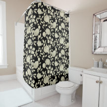 Creme Blumen Toile auf Schwarz