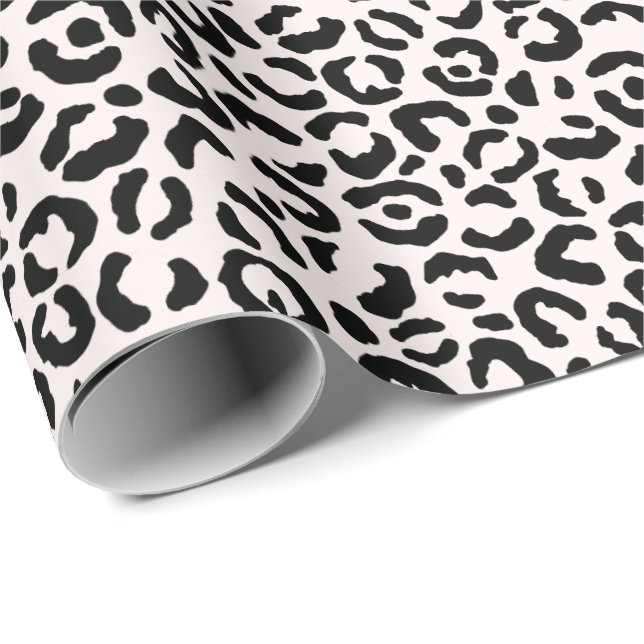 Creme Blush Black Leopard Print Geschenkpapier (Rolleneckpunkt)
