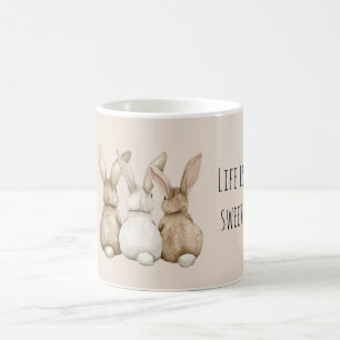 Creme-Blush Drei Süße Häschen Kaninchen Kaffeetasse
