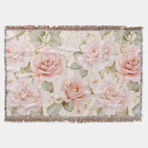Creme Blush Pink Roses Brautparty Decke