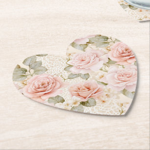 Creme Blush Pink Roses Brautparty Untersetzer