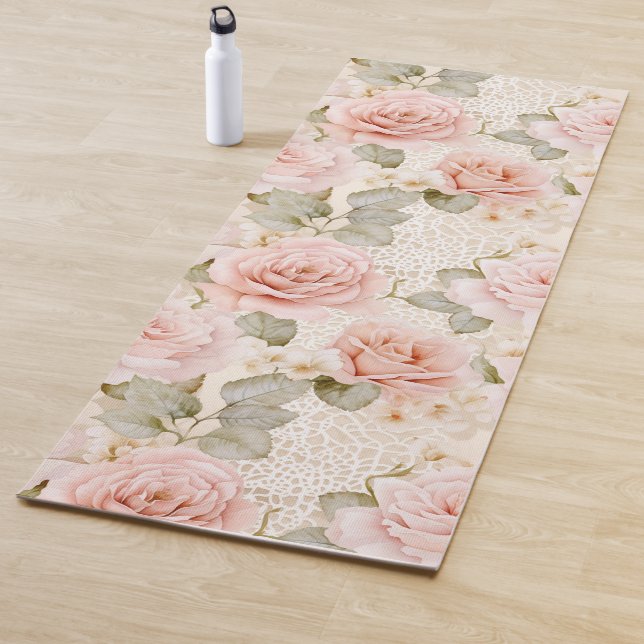 Creme Blush Pink Roses Brautparty Yogamatte (Beispiel)