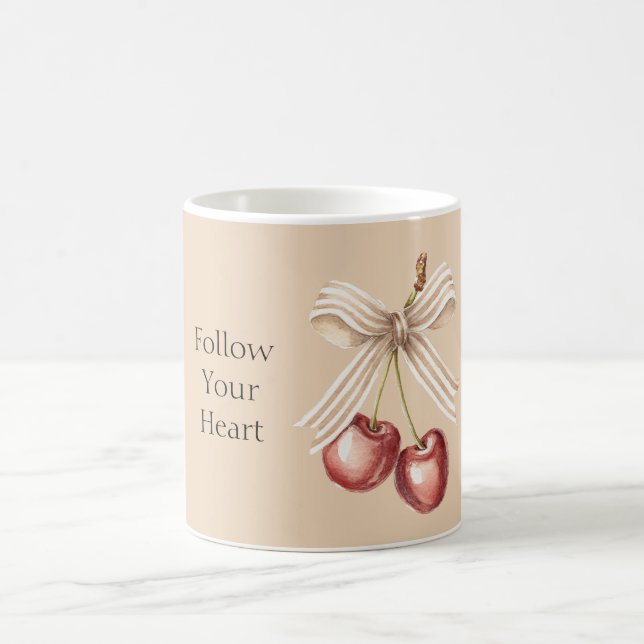 Creme-Bogen rote Kirschen   Kaffeetasse (Mittel)