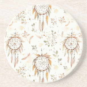 Creme Boho Federn Traumfänger Getränkeuntersetzer