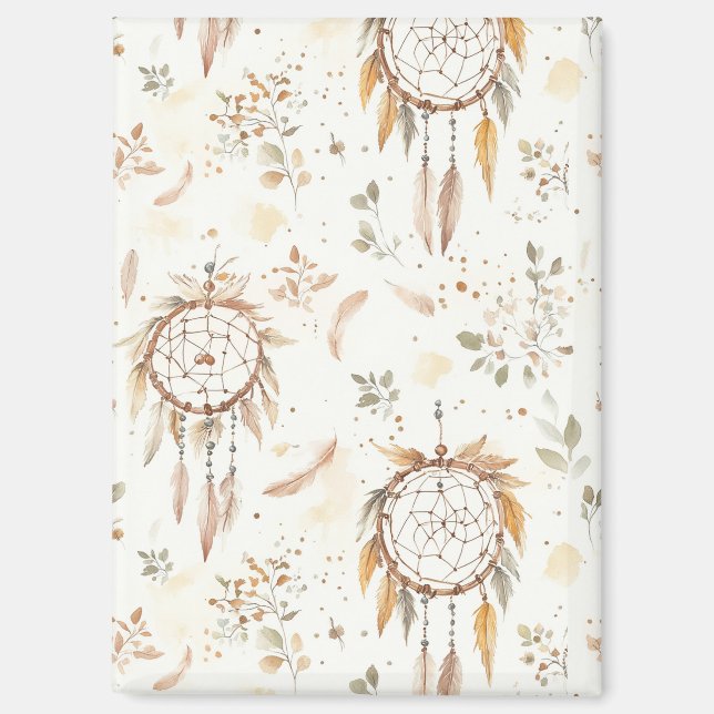 Creme Boho Federn Traumfänger Magnet (Vorderseite)