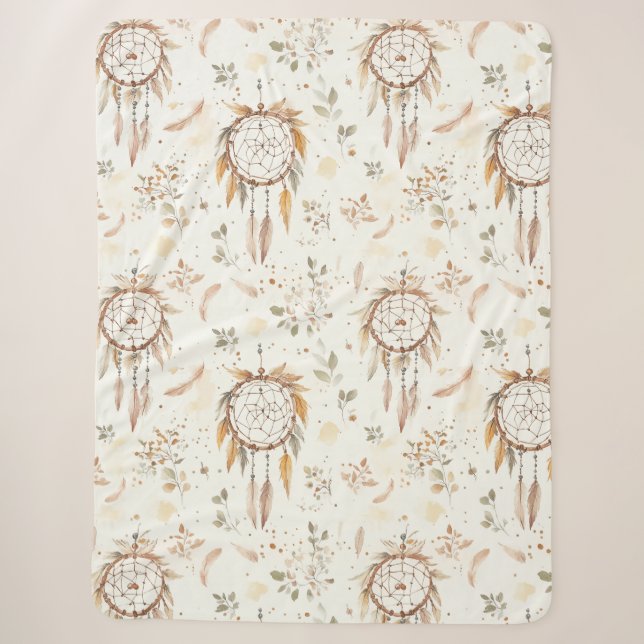 Creme Boho Federn Traumfänger Sherpadecke (Vorderseite)