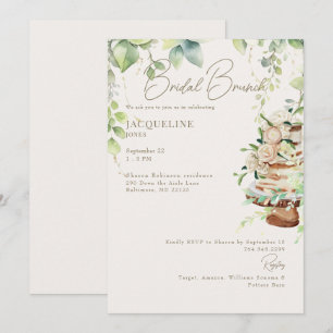 Creme Botanischer Kuchen Bridal Brunch Einladung