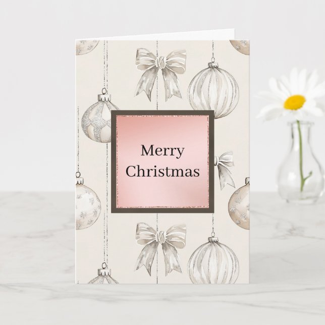 Creme-Bow-Schick-Ornamente Weihnachten Karte (Kleine Pflanze)