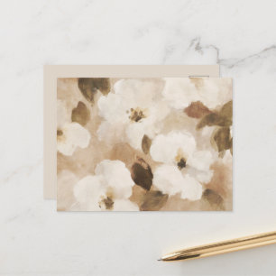 Creme Braun Beige Abstrakte Blumen Postkarte