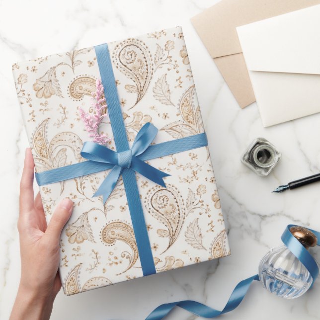 Creme Braun Boho Boheme Geburtstag Geschenkpapier (Schenken)