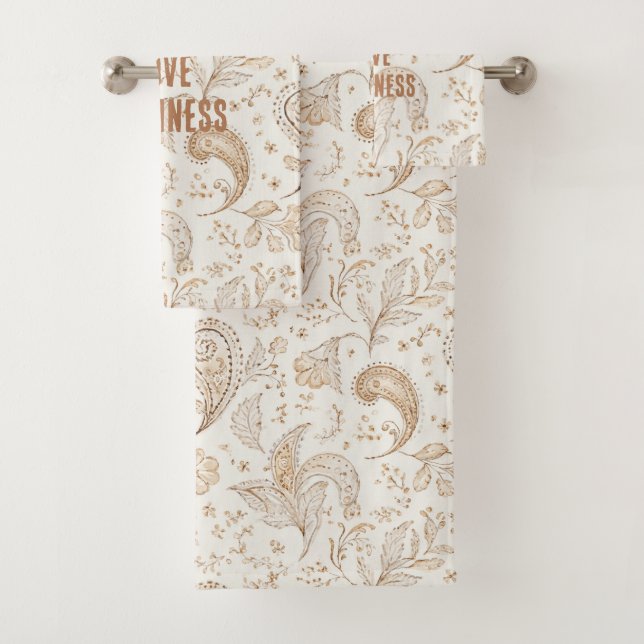 Creme Braun Boho Bohemian   Badhandtuch Set (Insitu)