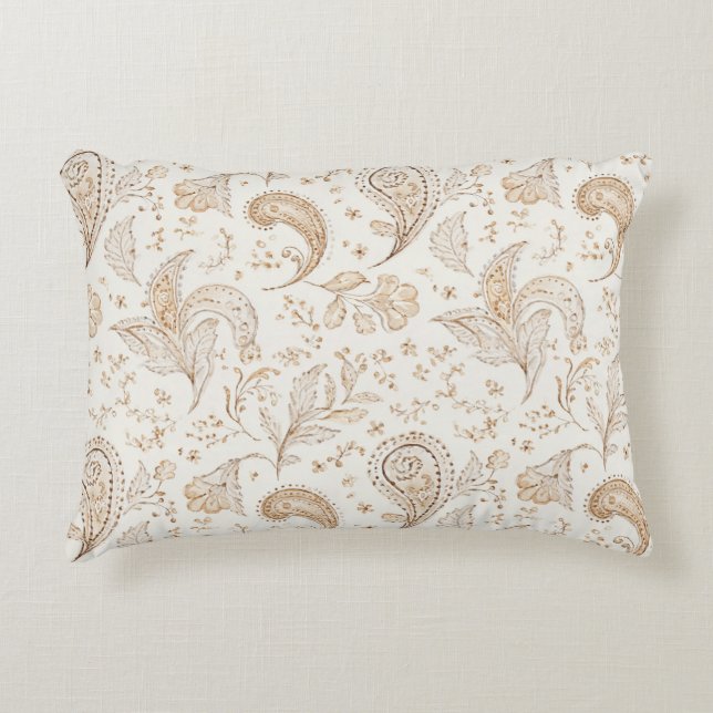 Creme Braun Boho Bohemian Dekokissen (Vorderseite)