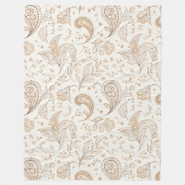 Creme Braun Boho Bohemian Fleecedecke (Vorderseite)