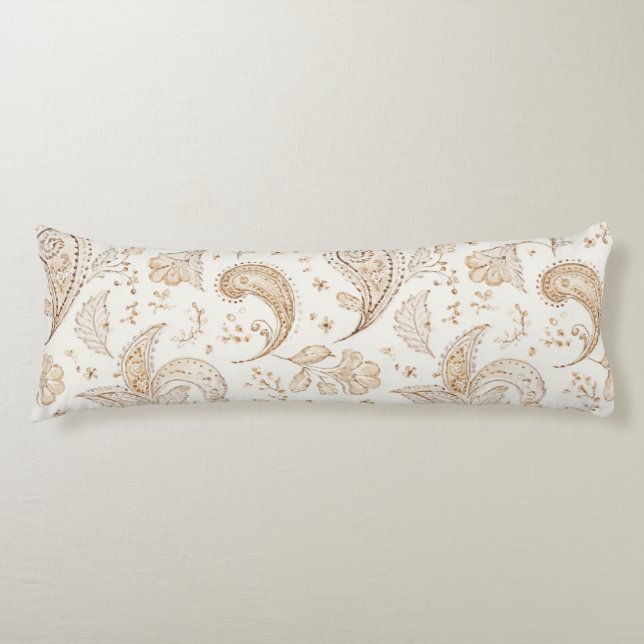 Creme Braun Boho Bohemian Seitenschläferkissen (Vorderseite)