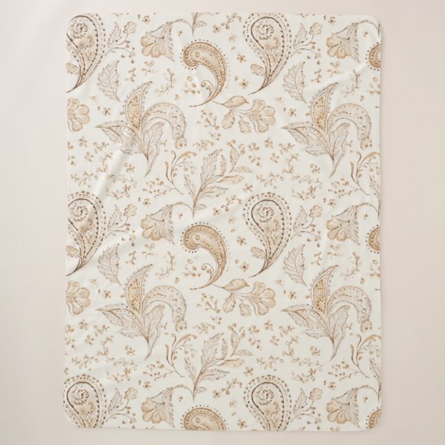 Creme Braun Boho Bohemian Sherpadecke (Vorderseite)