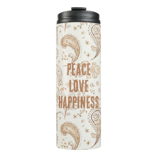 Creme Braun Boho Bohemian   Thermosbecher (Vorderseite)