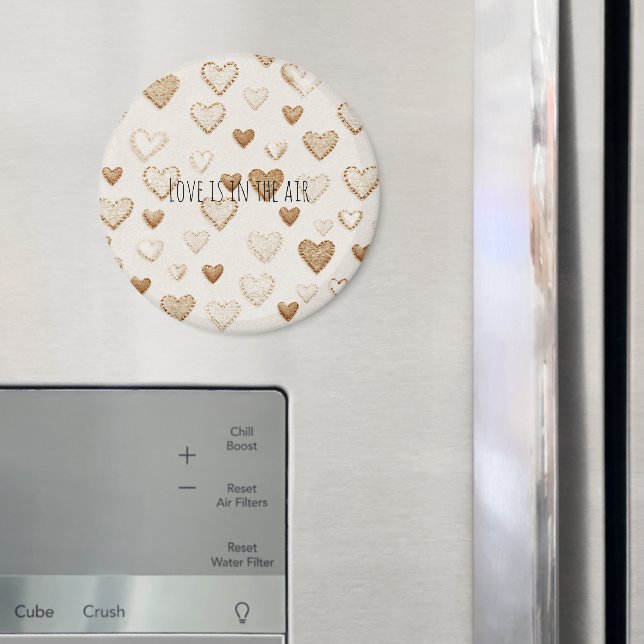 Creme & Braune Herzen   Magnet (In Situ (Kühlschrank))