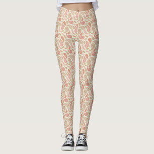 Creme-braune Paisley-Muster-Leggings Leggings