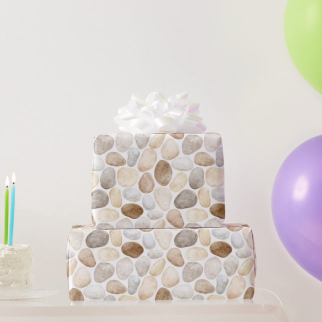 Creme Braune Steine Geburtstag Geschenkpapier (Partygeschenke)