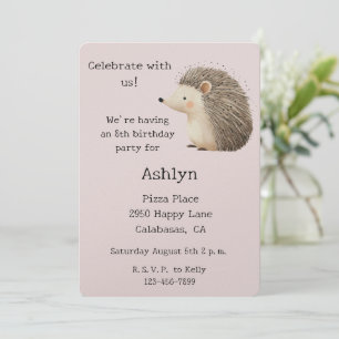 Creme Brown Blush Pink Igel Einladung