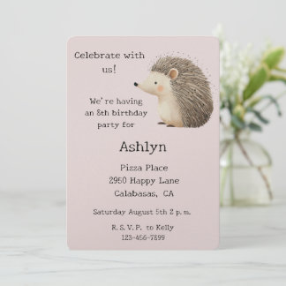 Creme Brown Blush Pink Igel Einladung