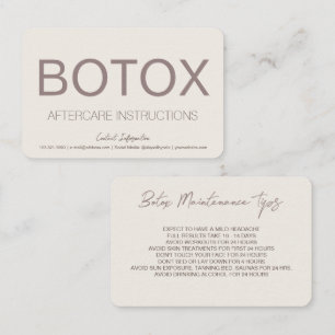 Creme & Brown Botox Instruction Aftercare Card Visitenkarte
