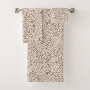 Creme Brown Leopard Print     Badhandtuch Set