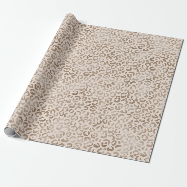 Creme Brown Leopard Print            Geschenkpapier (Ungerollt)