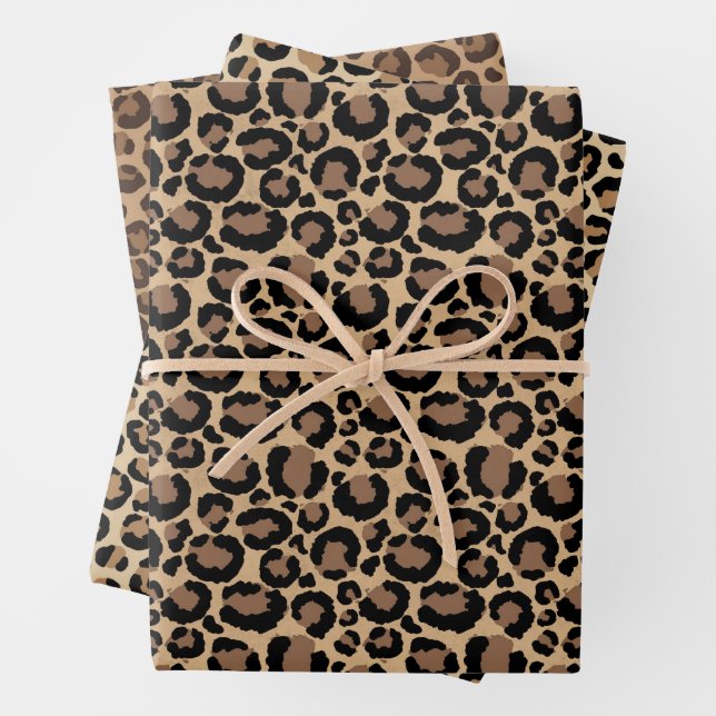 Creme Brown Leopard Print Geschenkpapier Set (Beispiel)