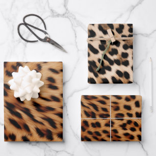 Creme Brown Leopard Print Geschenkpapier Set