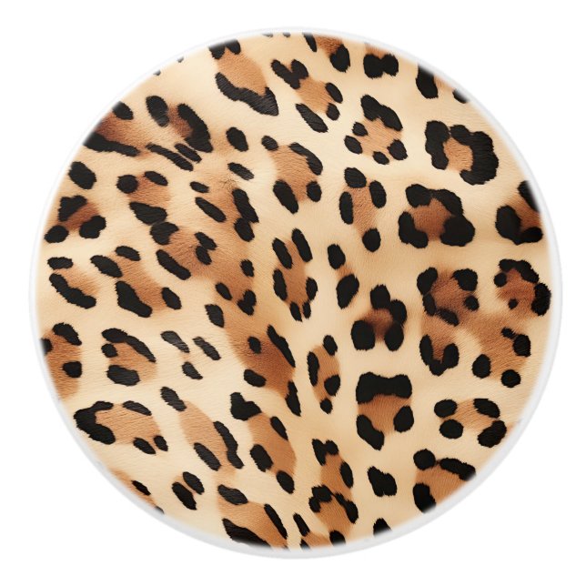 Creme Brown Leopard Print Keramikknauf (Vorderseite)