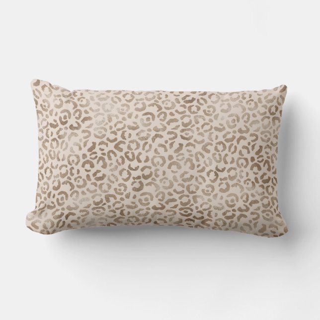 Creme Brown Leopard Print         Lendenkissen (Vorderseite)