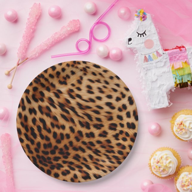Creme Brown Leopard Print Pappteller (Party)