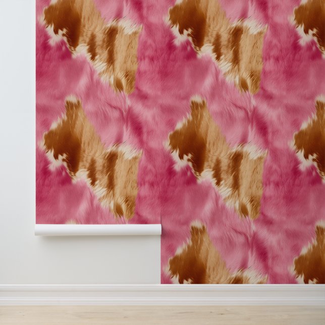 Creme Brown Pink Cowhide Tapete (Anwendung)