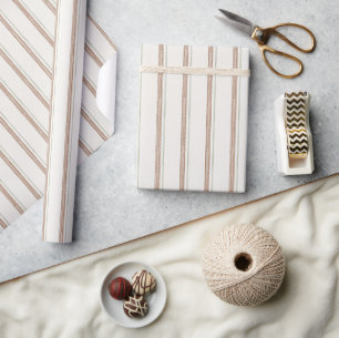 Creme Brown Streifen Weihnachten Geschenkpapier