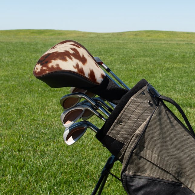 Creme Brown Western Cowhide Golf Headcover (In SItu)
