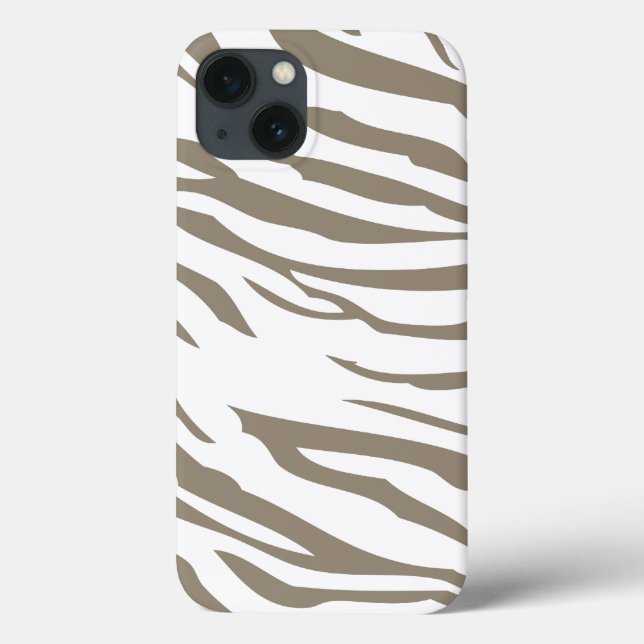 Creme Brown White Zebra Print Case-Mate iPhone Hülle (Rückseite)