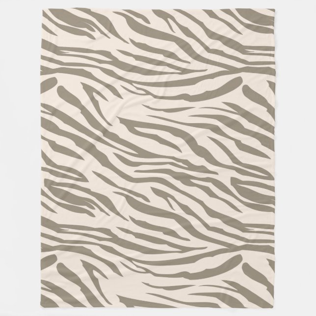 Creme Brown White Zebra Print Fleecedecke (Vorderseite)