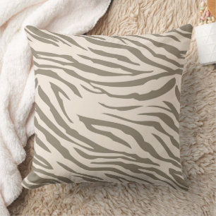 Creme Brown White Zebra Print Kissen