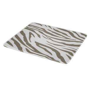 Creme Brown White Zebra Print Schneidebrett
