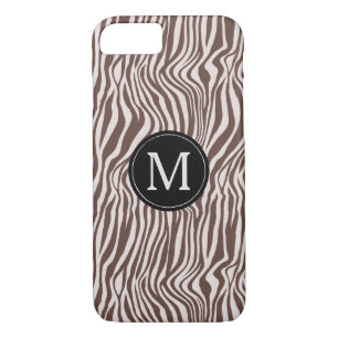 Creme Brown Zebra Print Stripes Monogramm Case-Mate iPhone Hülle